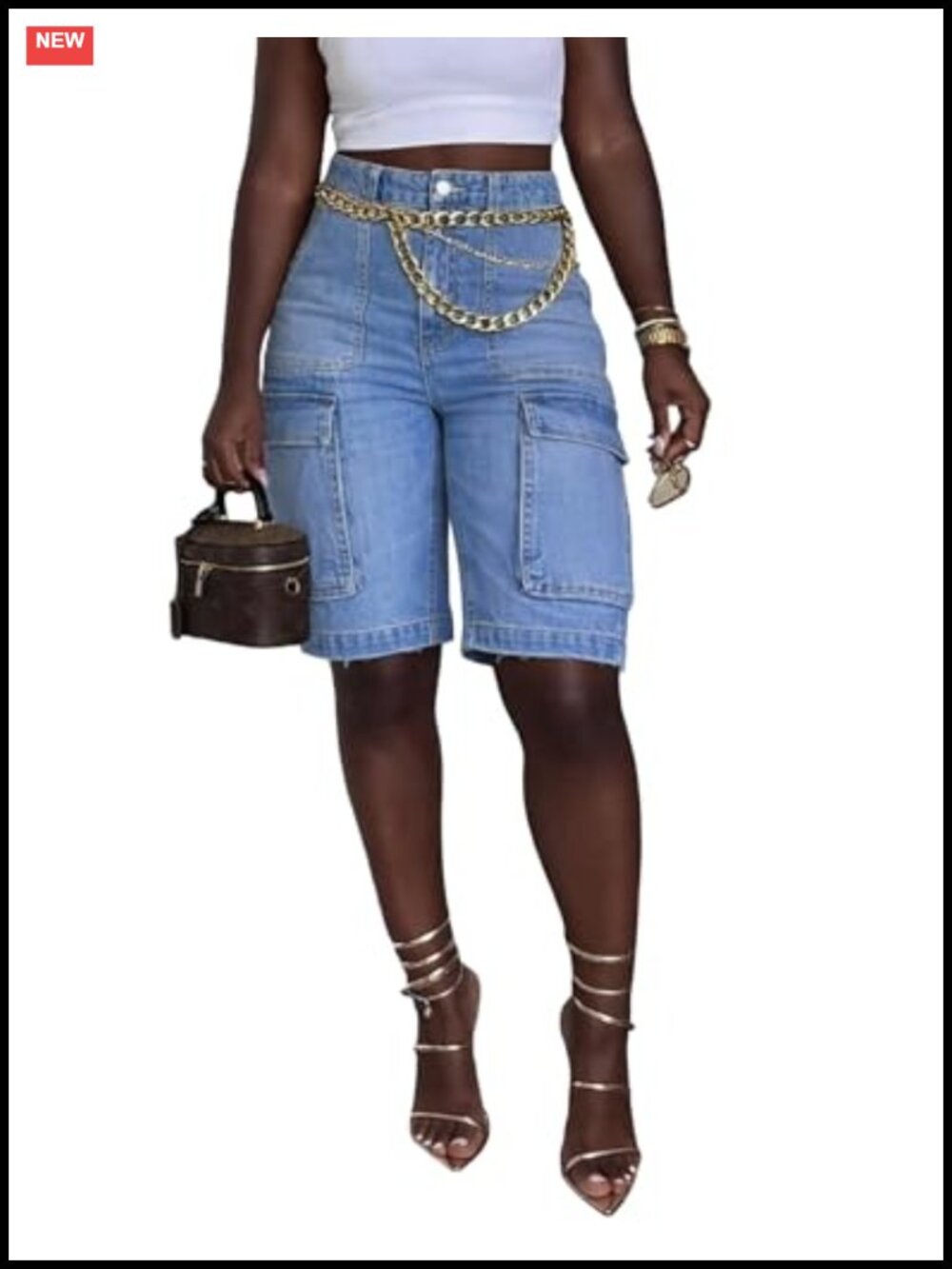 High Waist Denim Shorts Straight Leg Raw Hem Summer Jean Shorts